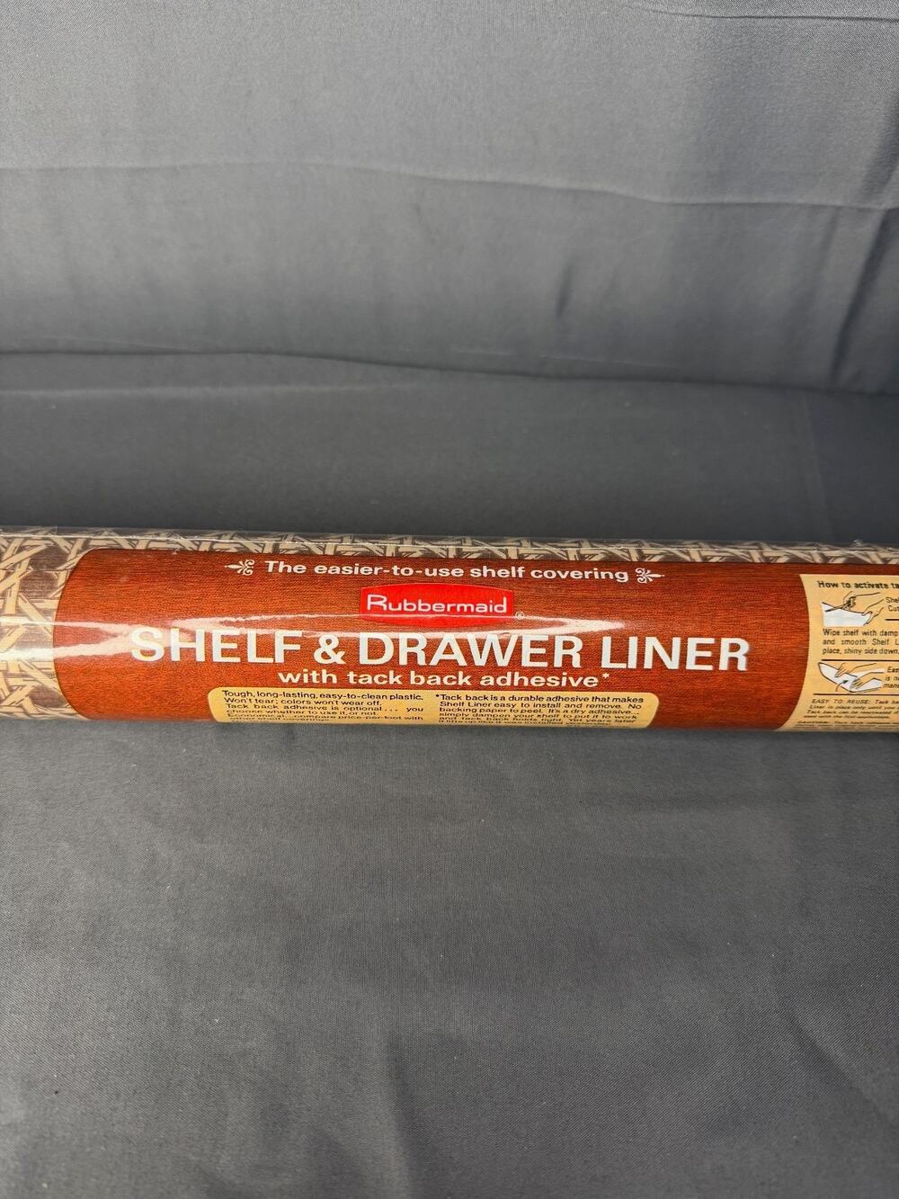Rubbermaid Vintage Shelf Liner Tack Back Retro Roll 5ft x 22" Wicker Sealed